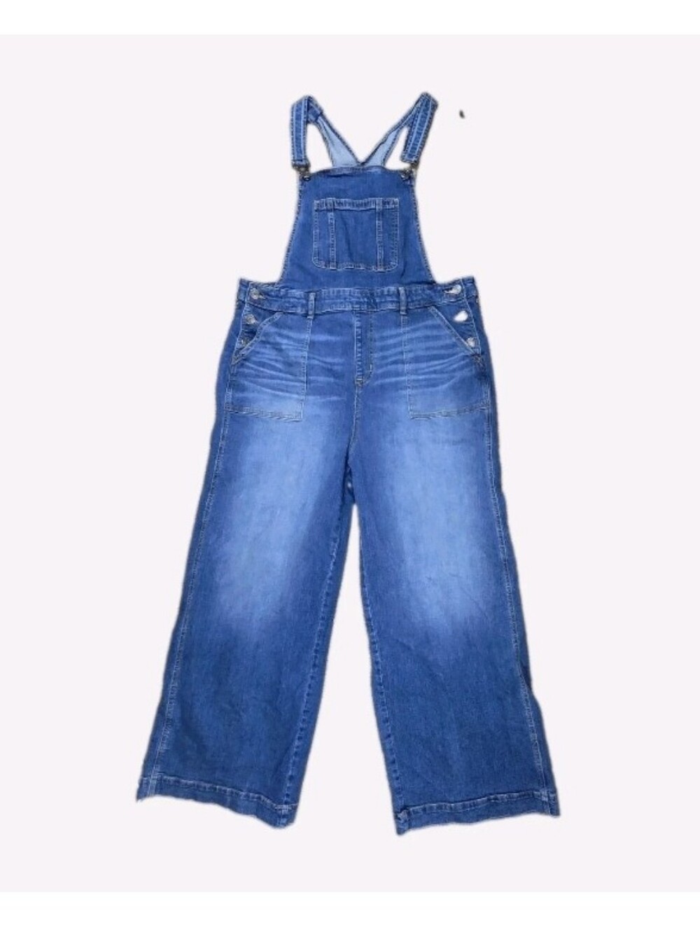Torrid Wide Leg Denim Bib Overalls Womens Size 18R Med Wash Streetwear Boho Y2K